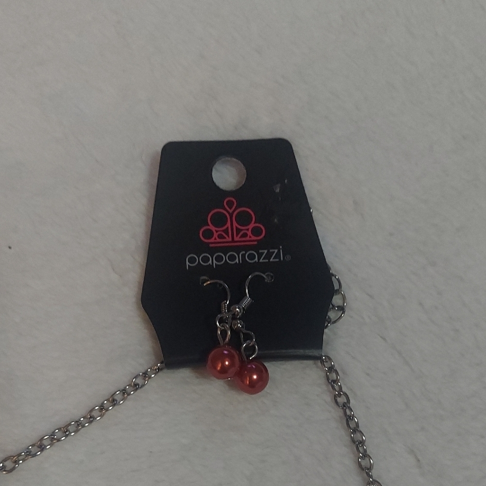8/$10 Chic Silver Necklace with Red Accents - Picture 3 of 6